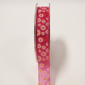 Blüten Dekoband Gänseblumen pink 15mm20m