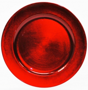 x!Platte / Teller rot rund mit breitem Rand Ø33cm