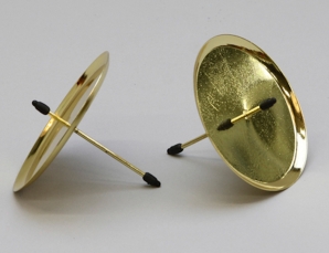 Kerzenteller mit Dorn gold 8cm 4Stk