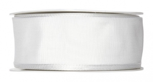 Satinband - Drahtkante weiß 40mm x 25m