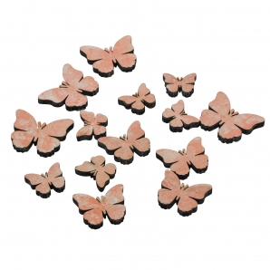 Schmetterlinge aus Holz rosa 3-5cm 14Stk