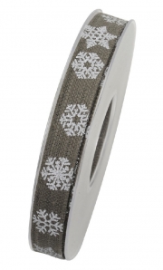 Weihnachtsband Schneeflocke anthrazit 15mm15m