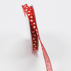 Weihnachtsband Sterne rot 10mm20m