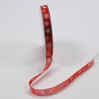 Weihnachtsband Schneeflocke rot 10mm20m