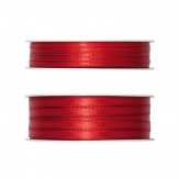 Doppel Satinband rot 50m in zwei Größen