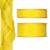 Satinband - Drahtkante gelb 25m in zwei Größen
