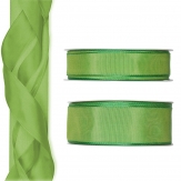 Satinband - Drahtkante grün - hellgrün 25m in zwei Größen