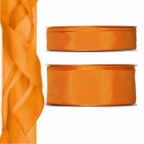 Satinband - Drahtkante orange 25m in zwei Größen