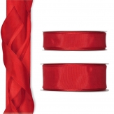 Satinband - Drahtkante rot 25m in zwei Größen